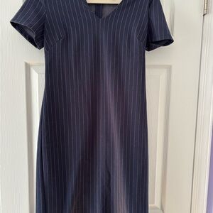 Elegant Navy Pinstripe Dress